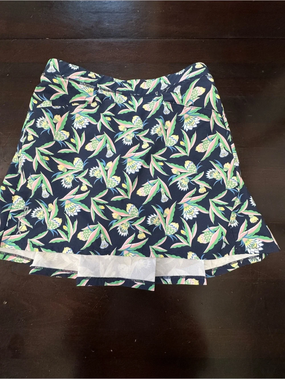 RLX Ralph Lauren Golf Skort Girls M 8/10 Navy Blue Floral Lined Pleated